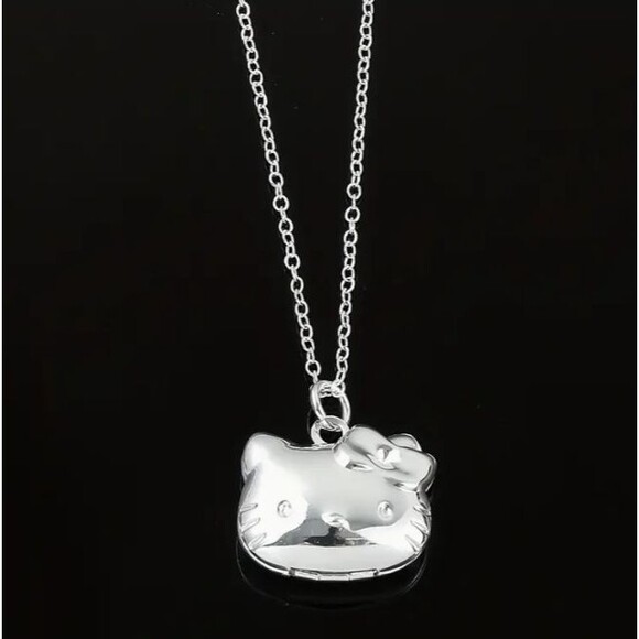 Silver Sanrio Hello Kitty Locket Pendant Necklace Opens - Picture 3 of 9